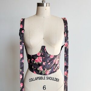 For Love And Lemons Black Floral Crop Top